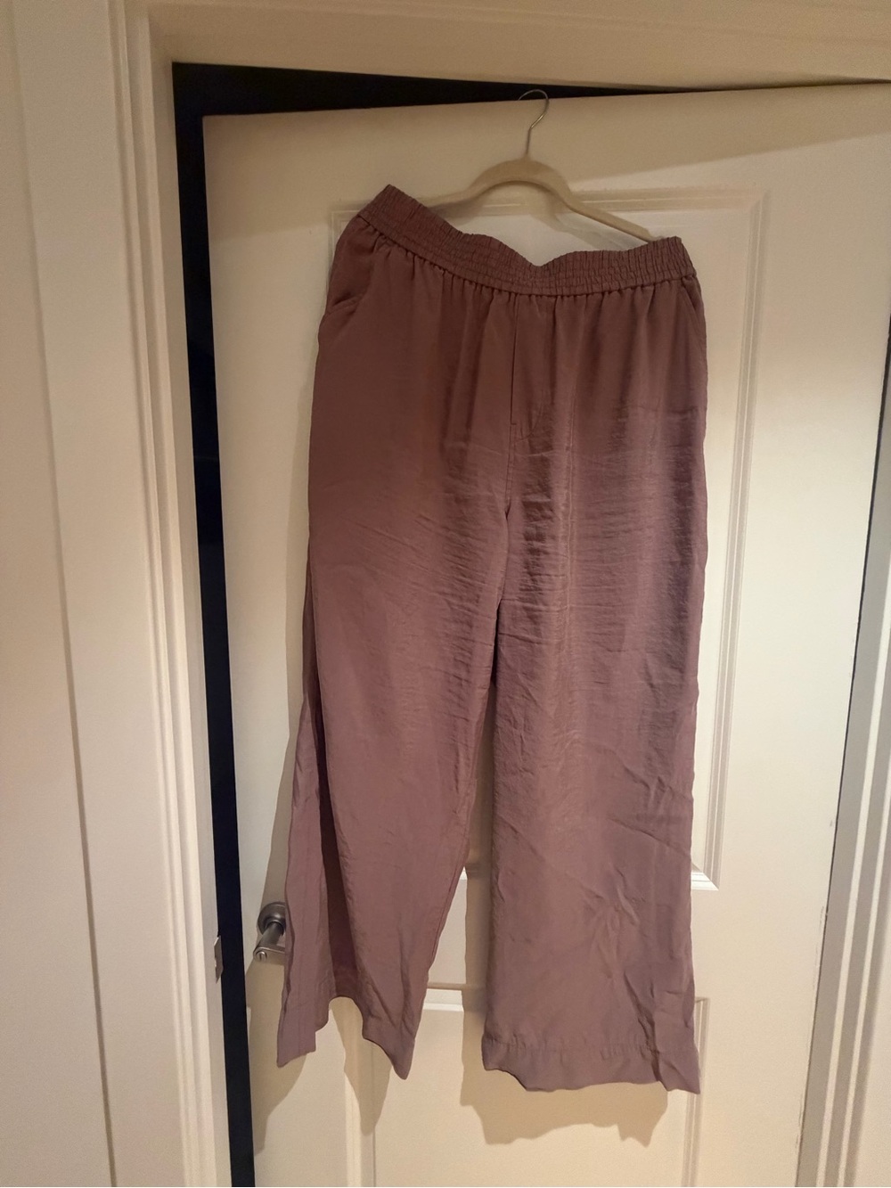 Madewell Wide-Leg Elastic Waist Pants in Mauve